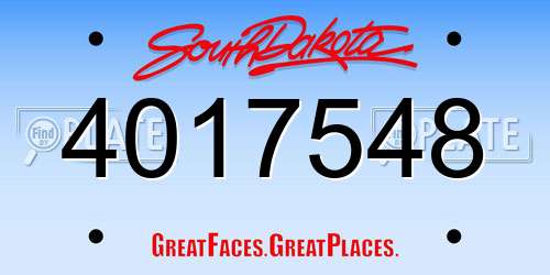 4017548 South Dakota License Plate