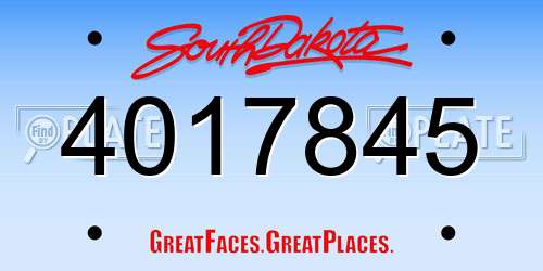 4017845 South Dakota License Plate