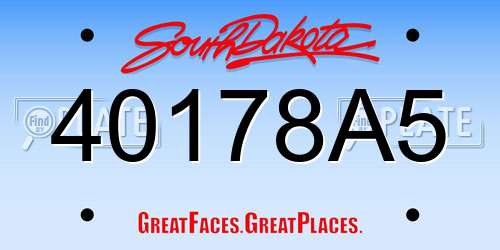 40178A5 South Dakota License Plate