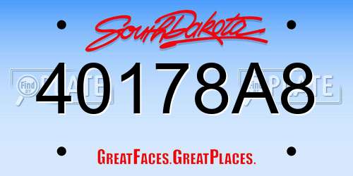 40178A8 South Dakota License Plate