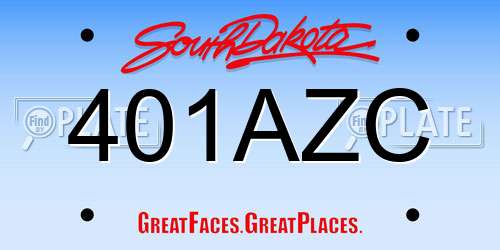401AZC South Dakota License Plate