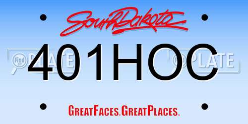 401HOC South Dakota License Plate