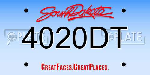 4020DT South Dakota License Plate