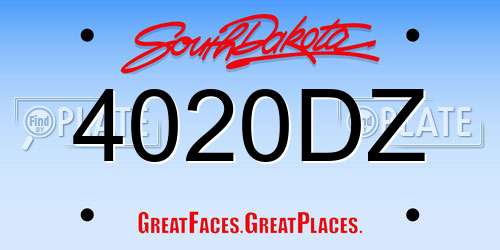 4020DZ South Dakota License Plate