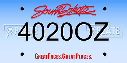 4020OZ South Dakota License Plate