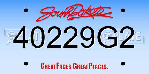 40229G2 South Dakota License Plate