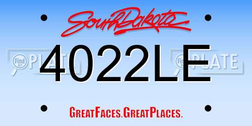 4022LE South Dakota License Plate