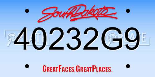 40232G9 South Dakota License Plate