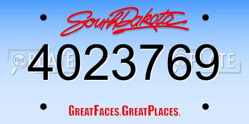 4023769 South Dakota License Plate