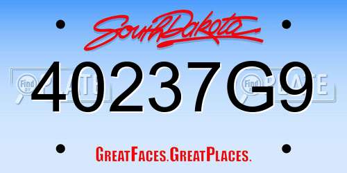40237G9 South Dakota License Plate
