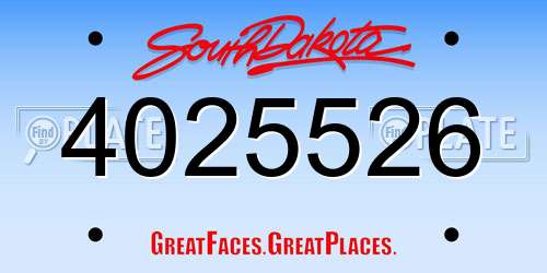 4025526 South Dakota License Plate
