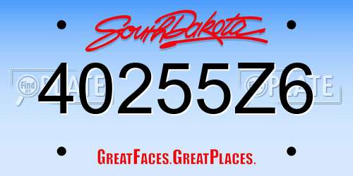 40255Z6 South Dakota License Plate