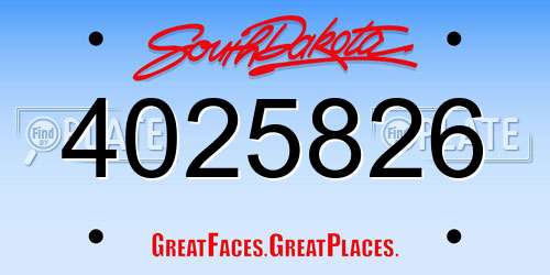 4025826 South Dakota License Plate