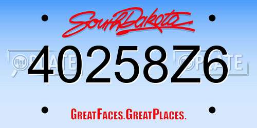 40258Z6 South Dakota License Plate