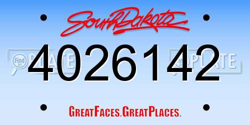 4026142 South Dakota License Plate