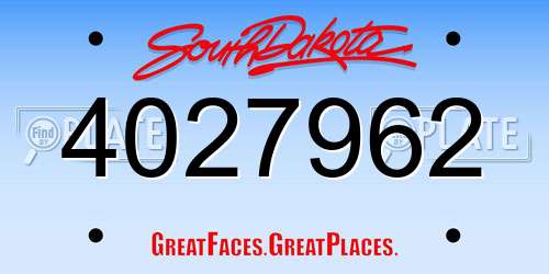 4027962 South Dakota License Plate