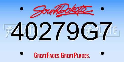 40279G7 South Dakota License Plate
