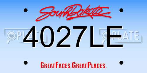 4027LE South Dakota License Plate