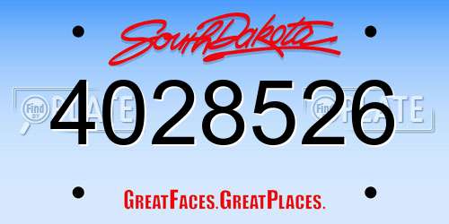 4028526 South Dakota License Plate