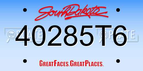 40285T6 South Dakota License Plate