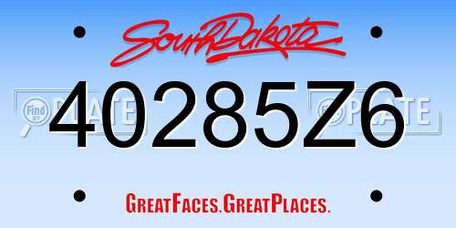 40285Z6 South Dakota License Plate