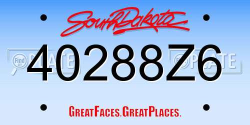 40288Z6 South Dakota License Plate