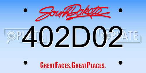 402D02 South Dakota License Plate