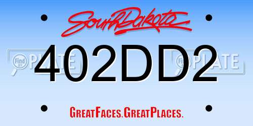 402DD2 South Dakota License Plate