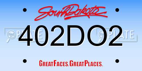 402DO2 South Dakota License Plate