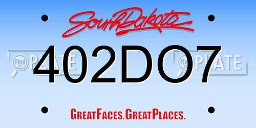 402DO7 South Dakota License Plate