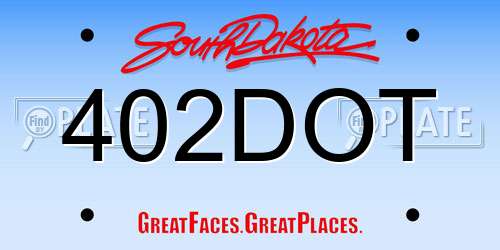 402DOT South Dakota License Plate