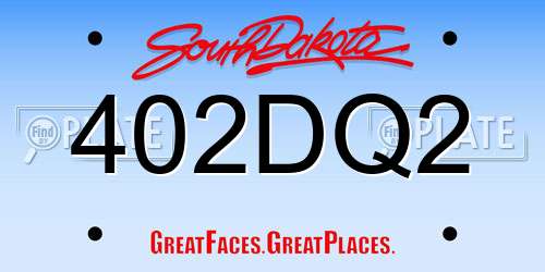 402DQ2 South Dakota License Plate