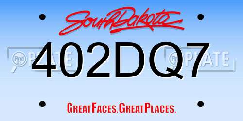 402DQ7 South Dakota License Plate