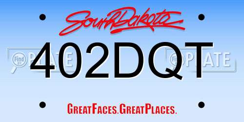 402DQT South Dakota License Plate
