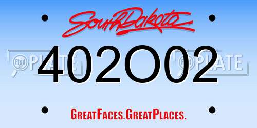 402O02 South Dakota License Plate