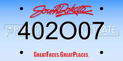 402O07 South Dakota License Plate