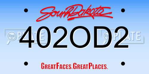 402OD2 South Dakota License Plate