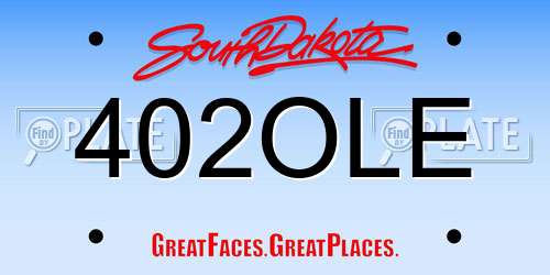402OLE South Dakota License Plate