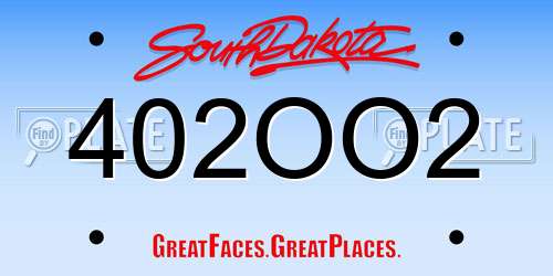 402OO2 South Dakota License Plate