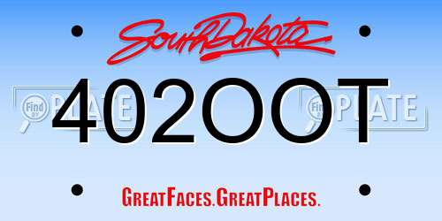 402OOT South Dakota License Plate