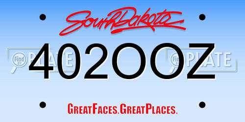 402OOZ South Dakota License Plate