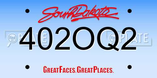 402OQ2 South Dakota License Plate