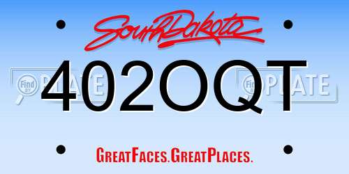 402OQT South Dakota License Plate