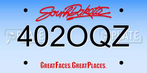 402OQZ South Dakota License Plate