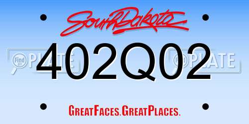 402Q02 South Dakota License Plate