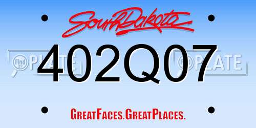 402Q07 South Dakota License Plate