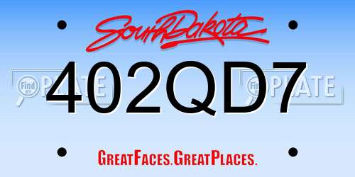 402QD7 South Dakota License Plate