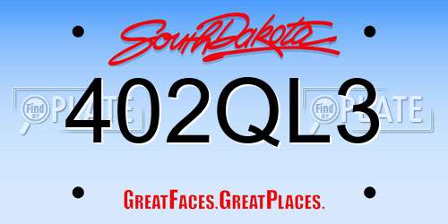 402QL3 South Dakota License Plate
