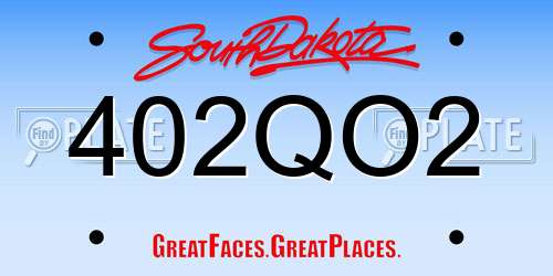 402QO2 South Dakota License Plate