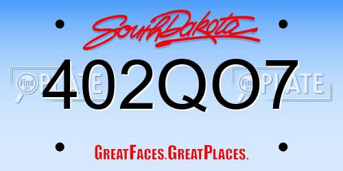 402QO7 South Dakota License Plate